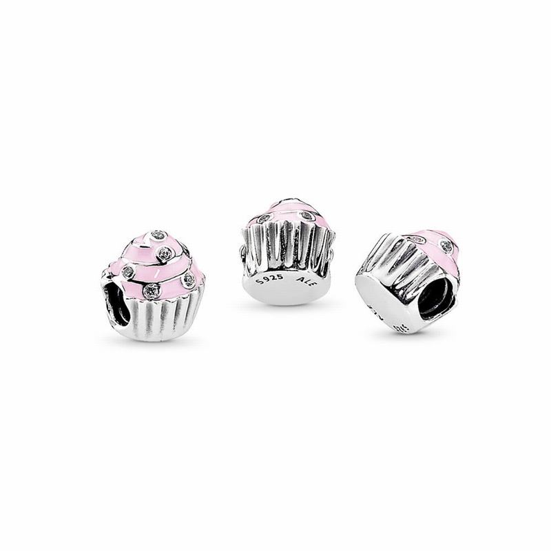 Pandora Sweet Cupcake Charm - Sterling Silver/Enamel/Pink/Cubic Zirconia - Canada | UX6690TE